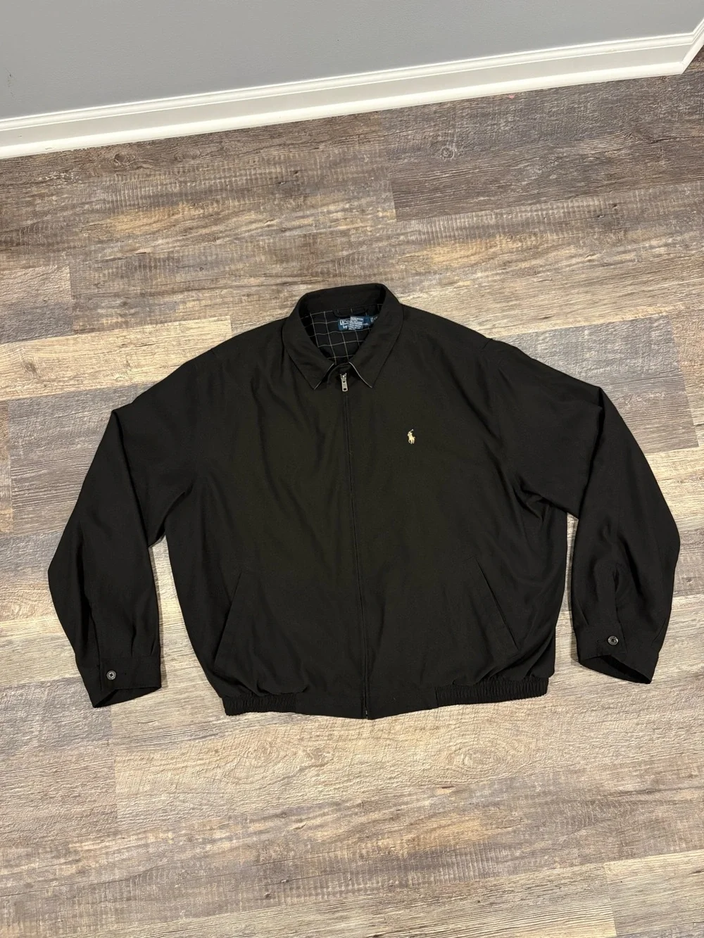 Polo Ralph Lauren Men XXL Black Harrington Jacket Full Zip Lined Pony Logo